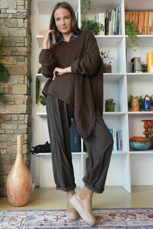  Big Softie Super Slant Knit Jumper Chocolate 